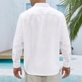 thumbnail image 4 of Cotton Linen Shirt for Men Henley Neck Solid Color Lightweight Breathable Slim Fit Single Breasted Shirt Long Sleeve Button Up Simple Fahion Shirts For Men, 4 of 5