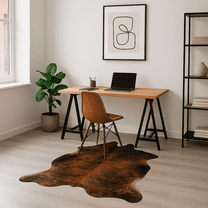 Genuine Leather Cowhide Exotic Brindle Area Rug, 6x8 ft