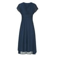 thumbnail image 4 of Kmdttou Women's Short Sleeve Loose Plain Dresses Women's Summer Fashion Solid Color Short Sleevee V-Neck Dress, 4 of 6