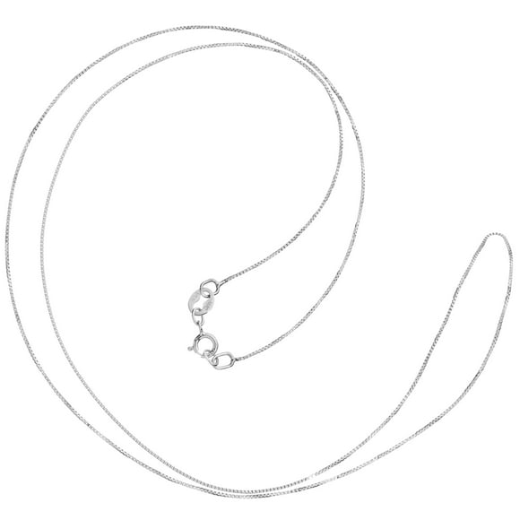 14K Solid White Gold Necklace | Box Link Chain | 20 Inch Length | .60mm Thick | With Gift Box