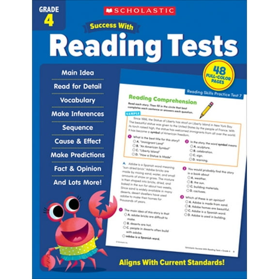 Pre-Owned Scholastic Success with Reading Tests Grade 4 Workbook, 9781338798654, 1338798650, Paperback,