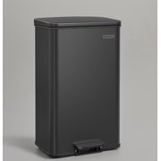 SONGMICS Kitchen Trash Can, 10.5 Gallon (40 L) Garbage Can, Large Step Trash Bin with Lid, Stainless Steel, Soft Close, 15 Trash Bags Included