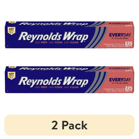 (2 pack) Reynolds Wrap Everyday Strength Aluminum Foil Roll, 12 inches Wide, 225 Total Sq. Ft.
