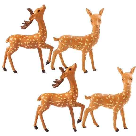 WESIEVYA 4Pcs Little Deer Figurines Miniature Deer Resin Assorted Color for Home Decor and Collectors