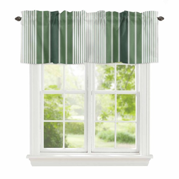 Valances for Windows Summer Rustic Sage Green Lines Rod Pocket Short Curtain for Bathroom Living Room Bedroom Modern Minimalist Stripe 1 Panel 54x18in