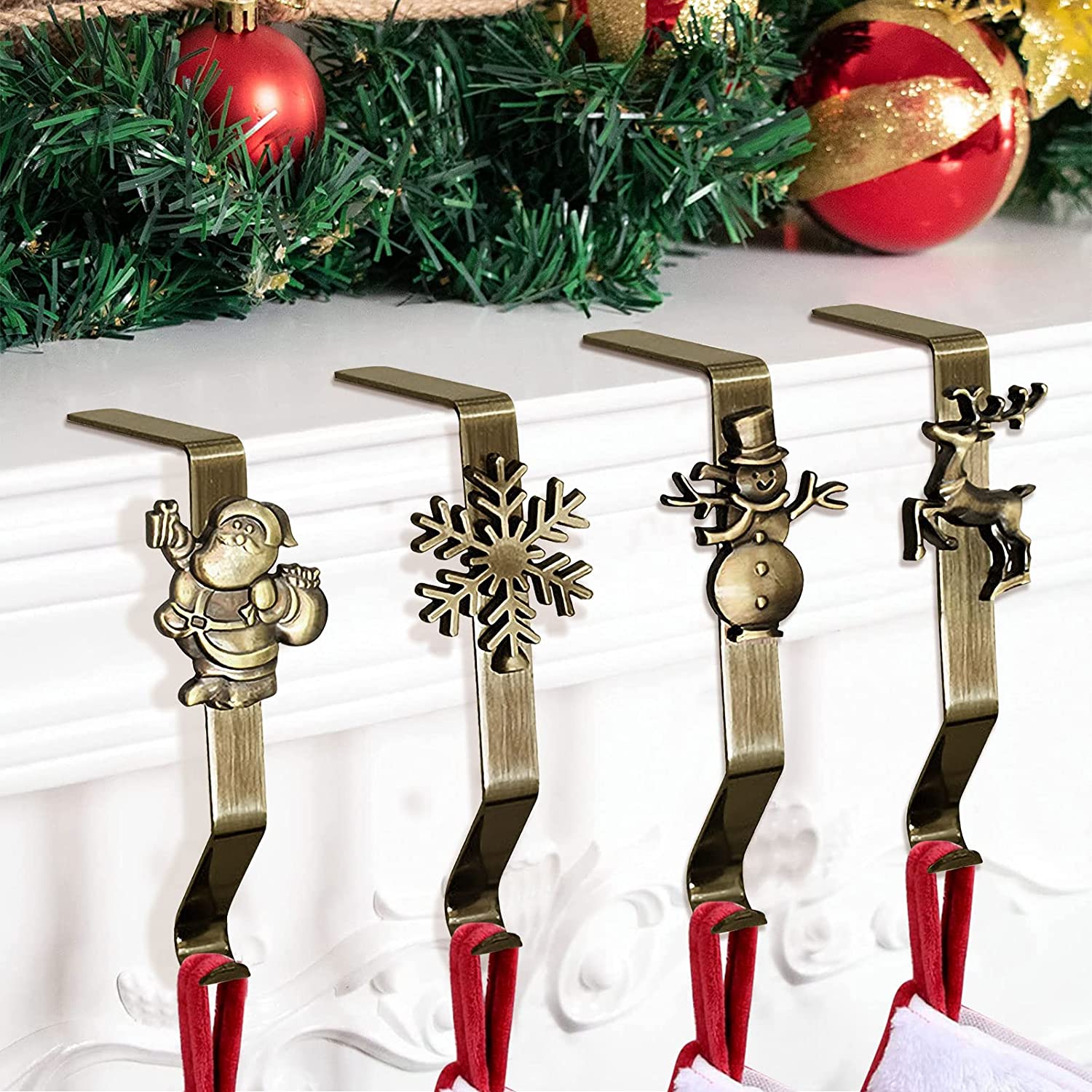 Stocking Holders Set of 4 Christmas Stocking Hangers Stocking Hooks for