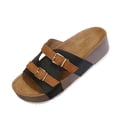 thumbnail image 2 of Slide Sandals for Women Plus-Size Wide Width Breathable Open Toe | Buckle Strap Beach Pool Slippers Thick Soft Sole, #1Black-36, 2 of 8