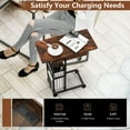 thumbnail image 6 of Gymax 2PCS C-Shaped End Side Sofa Table Nightstand Flip-Up Top w/ Charging Station & Wheels, 6 of 9