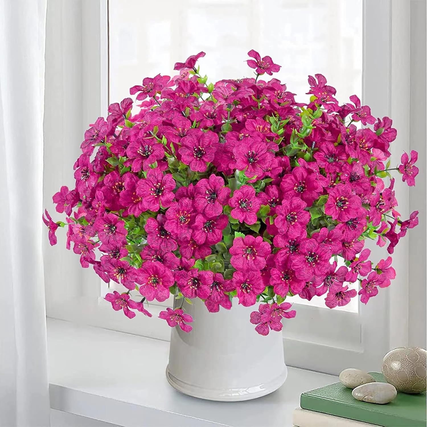 ZOELNIC 12 Bundles Artificial Flowers Fake Flowers Eucalyptus Plants UV Resistant Colorful Silk Plastic Flowers for Home Kitchen Bedroom Wedding Garden Farmhouse Window Box Party Decor