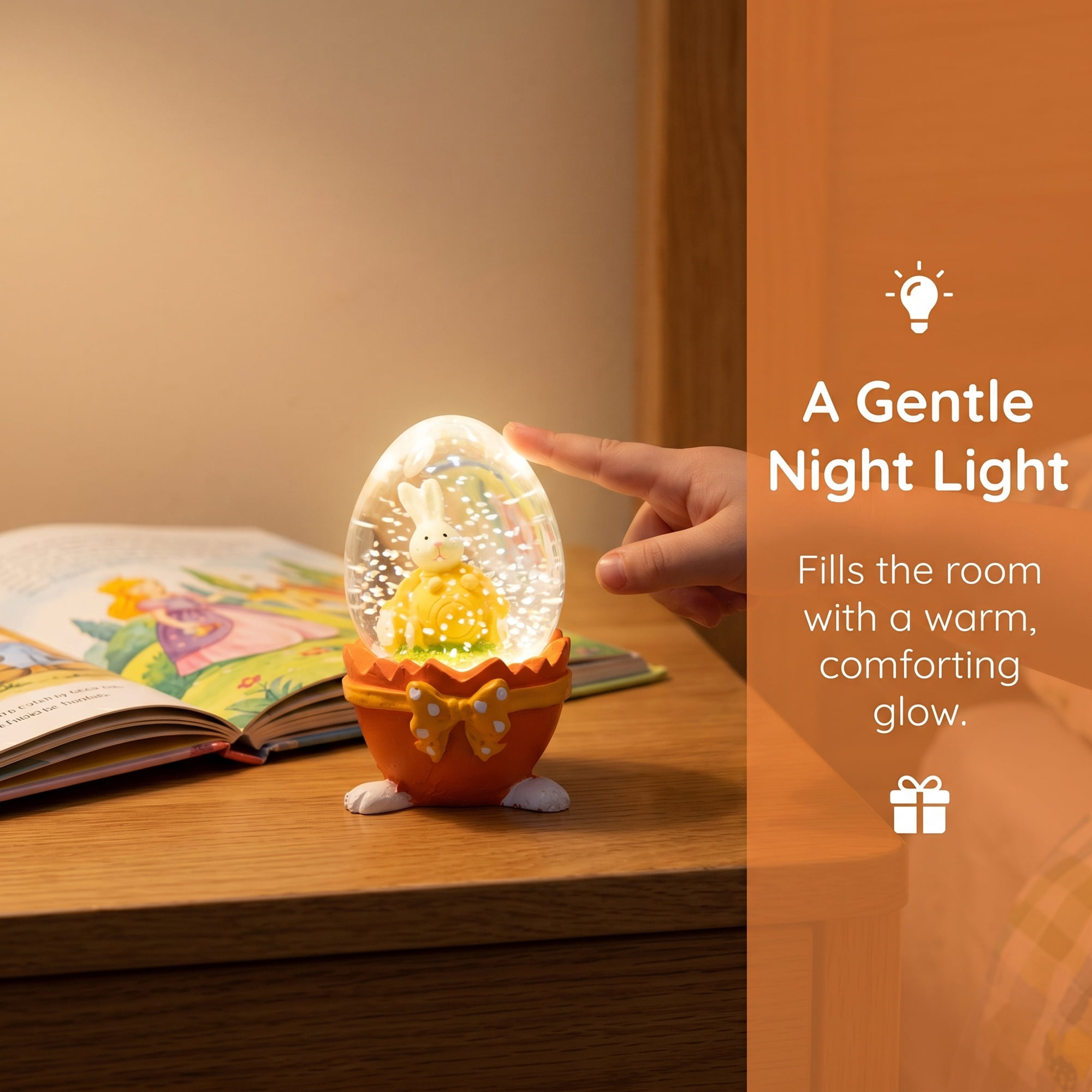 Unique Bargains Light Up Crystal Ball Snow Globe LED Decorative Orange 1.6" x 1.6" x 2.9"