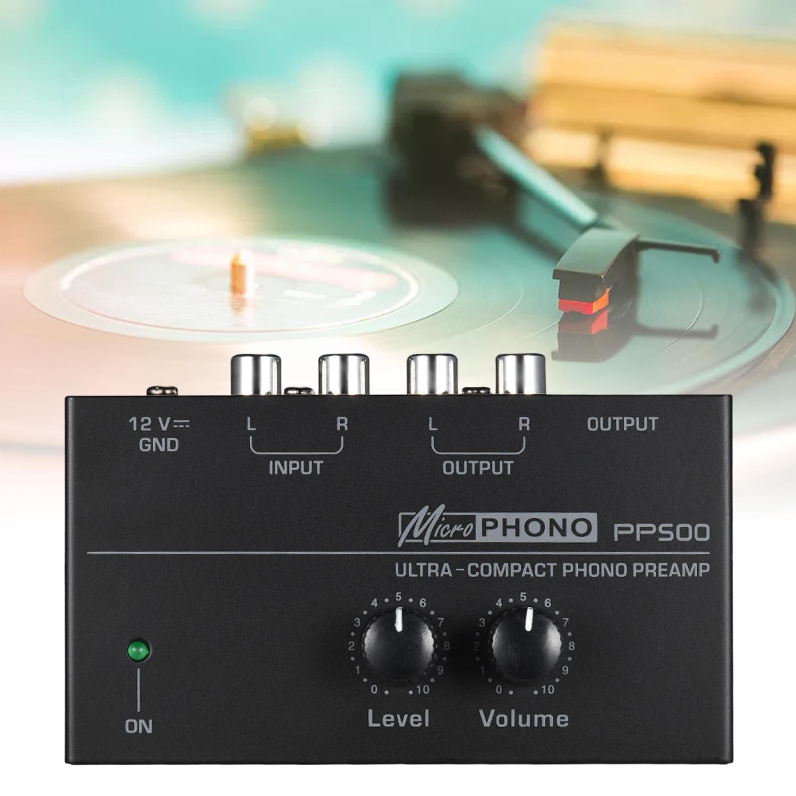 PP500 Phono Turntable Preamp Input /TRS Output Stereo with DC 12V Adapter with Level Volume Control Mini Low Noise Pre