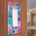 thumbnail image 3 of WIRESTER 1-Gang Decorator Light Switch Plate/Wall Plate Cover, Pink Blue Pastel Mermaid Scales, 3 of 6