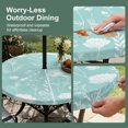 thumbnail image 5 of Round Outdoor Tablecloth with Umbrella Hole and Zipper, Teal Wildflowers Tablecloth with Elastic Waterproof, Farmhouse Floral Botanical Leaves Patio Table Covers for 55" - 60" Picnic Pool Tables, 5 of 9