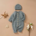 thumbnail image 6 of Otqutp Toddler Clothes Set for Party Boy Girl Solid Knitted Sweater Baby Jumpsuit Romper Cotton Caps Outfits Sets Elastic Waist 2PCS Fall Winter Clothes, 6 of 9