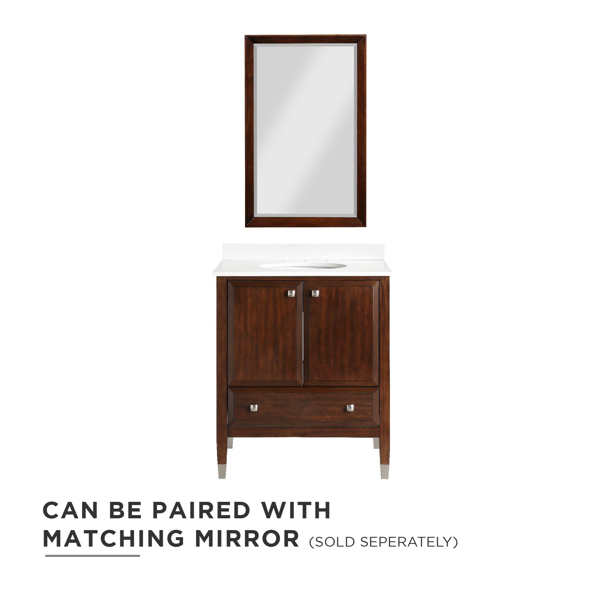 DHP Metcalfe 30 Inch Bathroom Vanity with Sink, Walnut