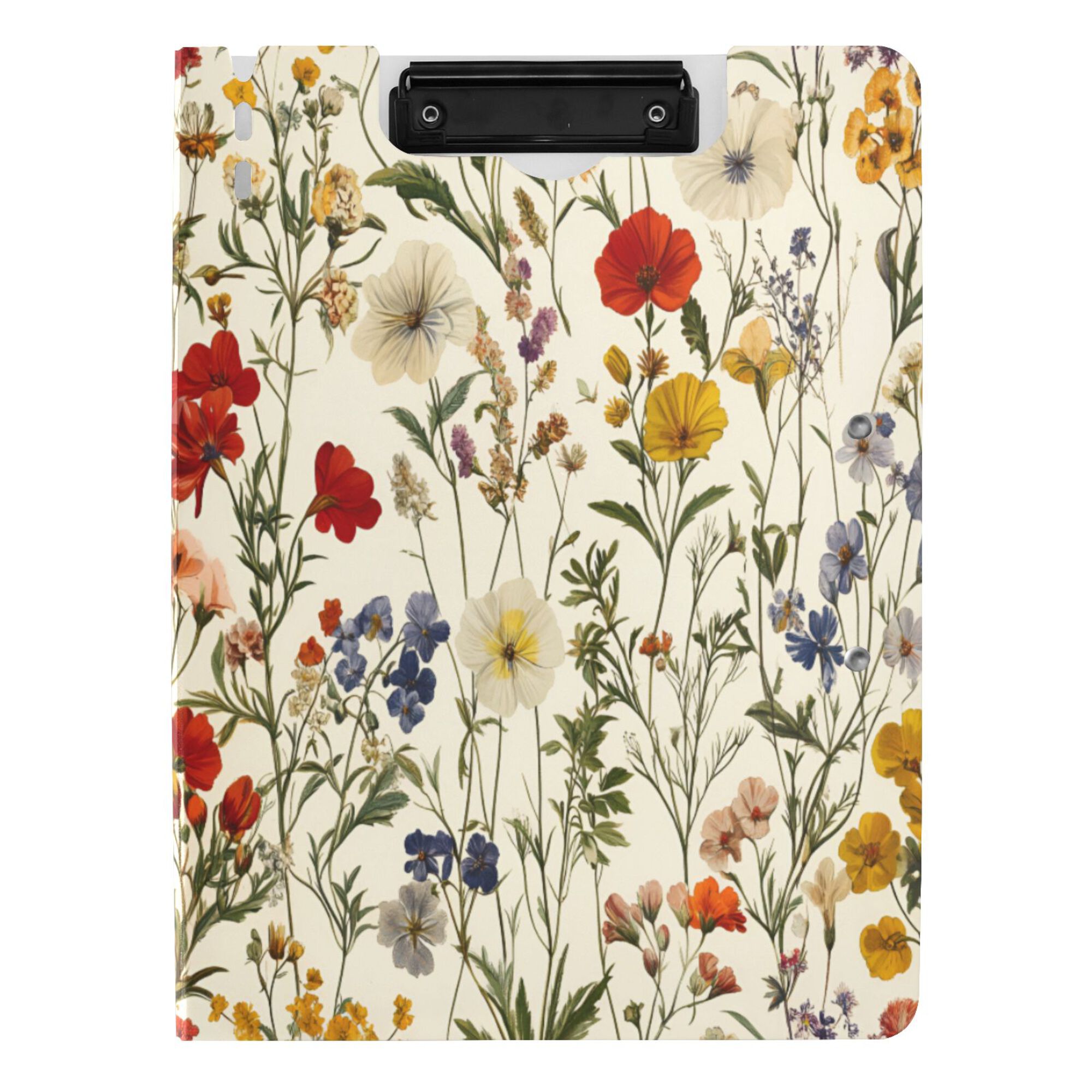 FORMRS A4 Clipboard Folder with Pen Holder Horizontal Foldable School Office Binder, Beige Floral