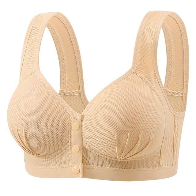 The New Large Size Front Open Buckle Non Non Ring Thin Of Breathable Bra Comfortable Back Gathering Side Underwear Female