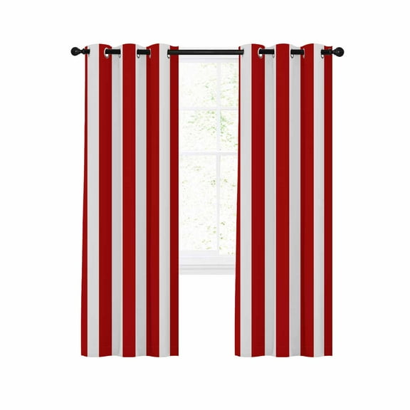 Red Striped Blackout Curtains 96 Inches Long for Bedroom, Christmas Farmhouse Red White Stripes Thermal Insulated Room Darkening Black Out Window Curtain Panels Grommet Drapes for Living Room