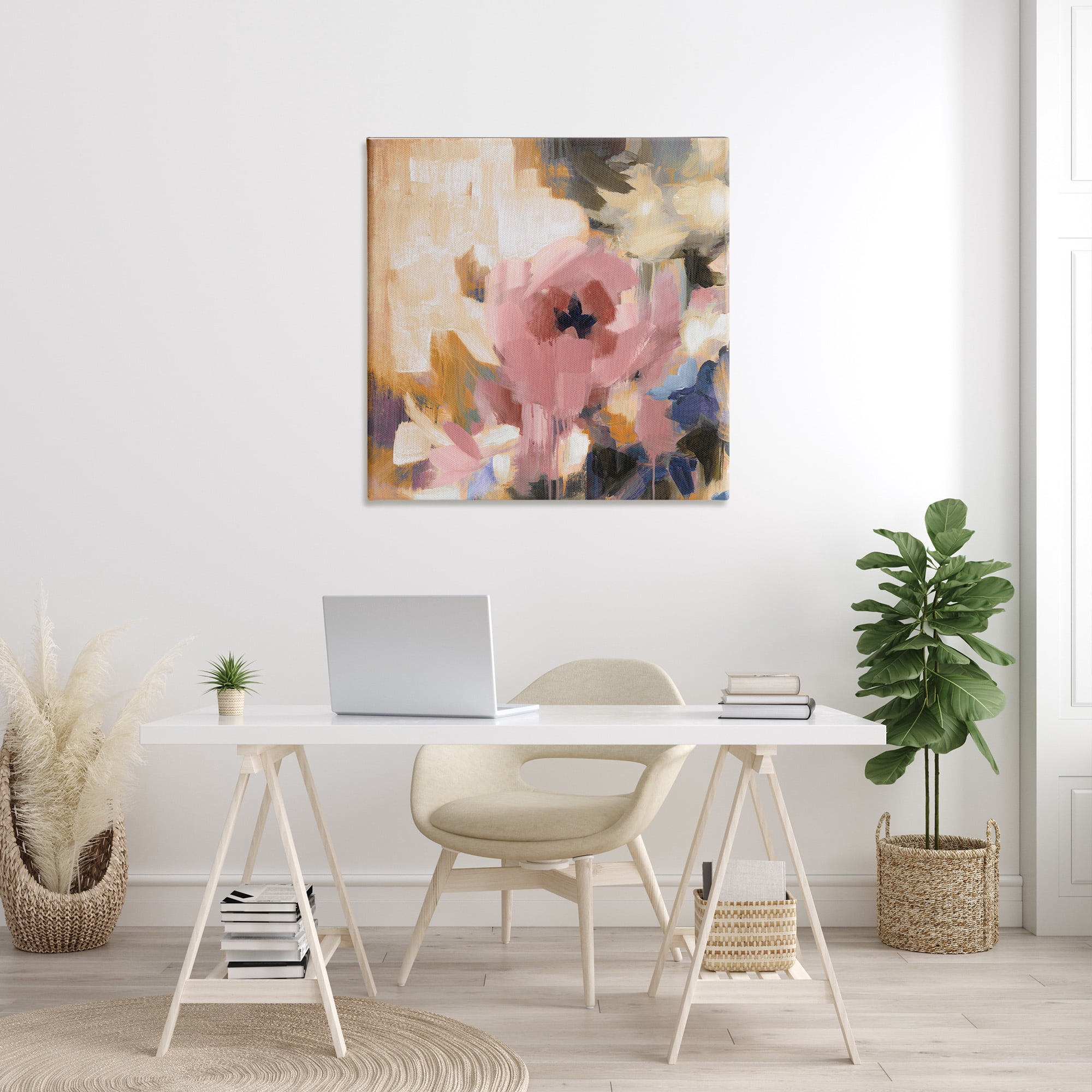 Stupell Industries Abstract Pink Blossom Botanical & Floral Painting Gallery Wrapped Canvas Art Print Wall Art, 36 x 36