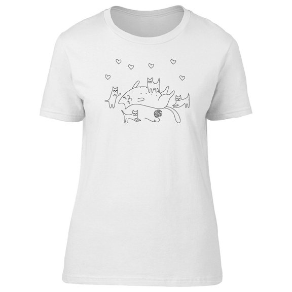 Cute Cat Mom And Baby Kittens Tee Women's -Image by Shutterstock