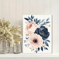 thumbnail image 2 of Qisvanset Blush Pink & Navy Floral Canvas Print, 40x30cm for Bedroom Office, 2 of 8