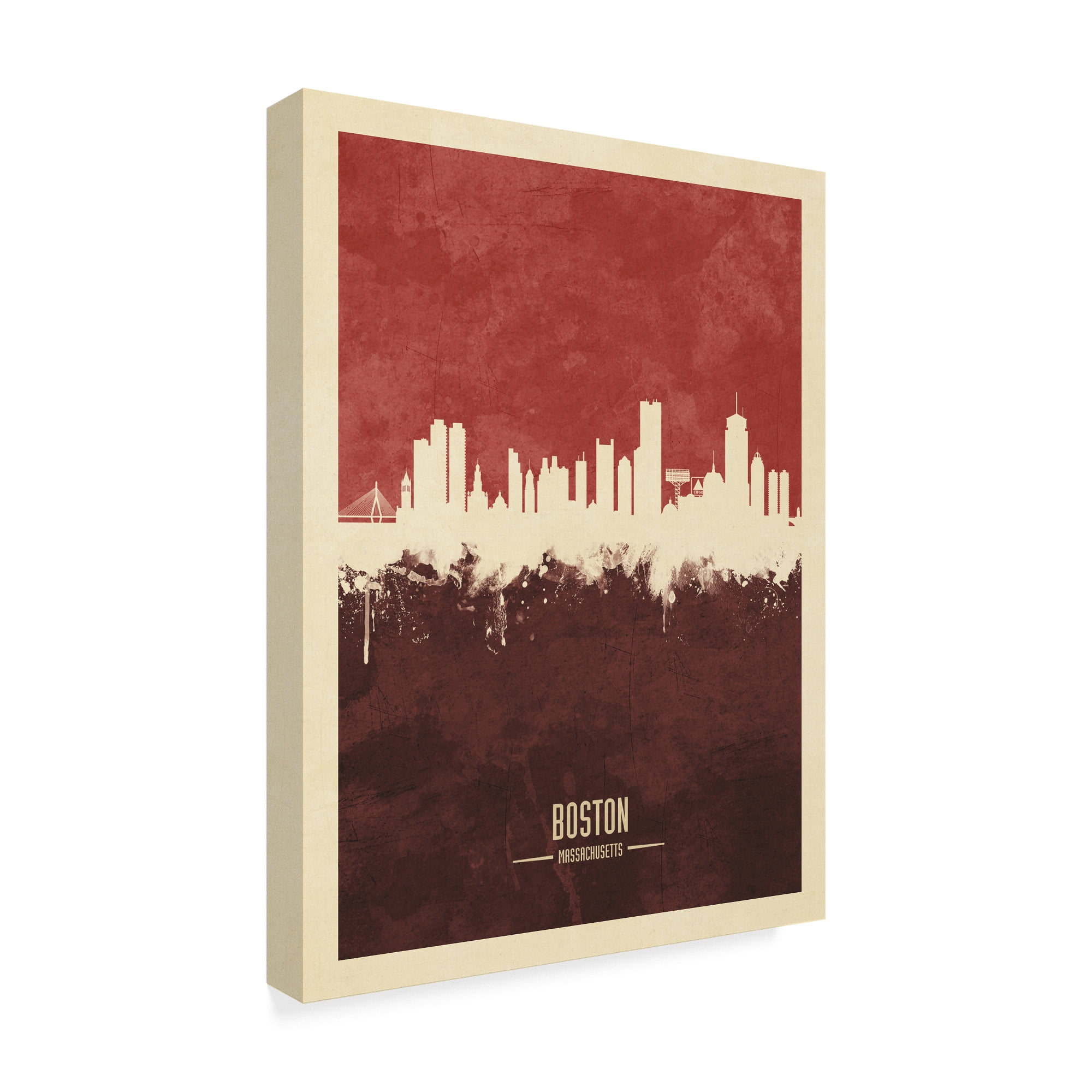 Trademark Fine Art 'Boston Massachusetts Skyline Red II' Canvas Art by Michael Tompsett