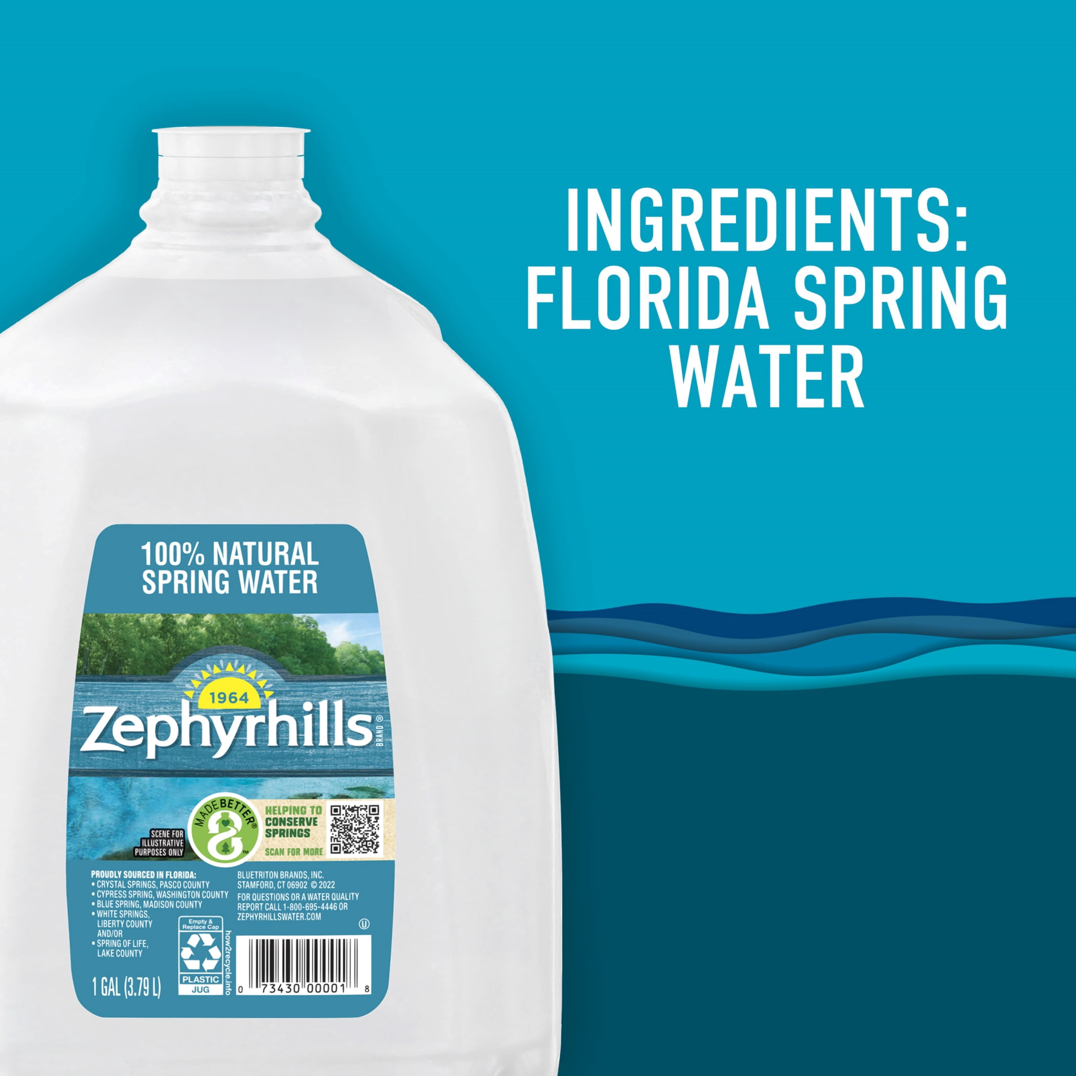 Zephyrhills Florida Spring Water, 1 gal, Single Plastic Jug