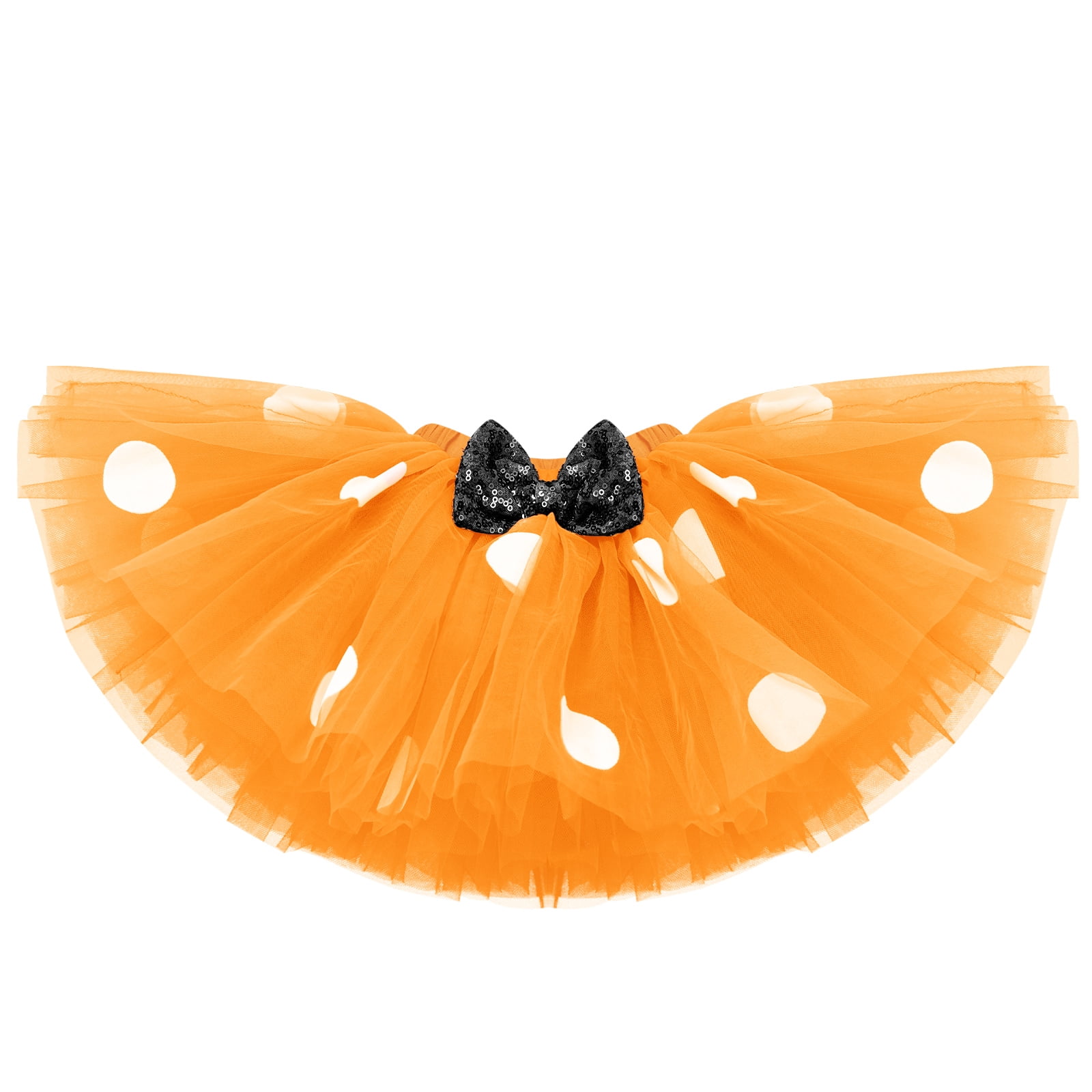 IBTOM CASTLE Toddler Baby Girls 1st 2nd Birthday Outfit Mini Polka Dots Romper Tutu Dress Mouse Ears Headband Princess Skirt Set for Photo Shoot 2 Years Orange