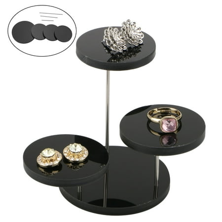 Acrylic Earring Display Stand Jewelry Organizer, 3-Tier Acrylic Jewelry Diamond Display Round Rotating Table Stand Organizer Holder Earring Bracelet Necklace Rings Watch Show Storage Shelf Holder ()