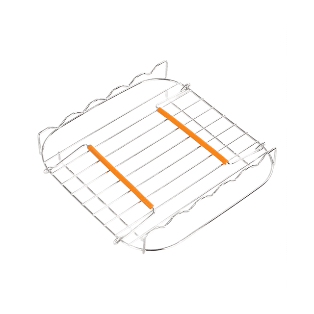 Stainless Steel AirFryer Grill Rack 8 Inch Versatile Square Roasting Grill with Skewers Baking Tray AirFryers Holder