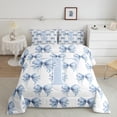 thumbnail image 2 of Feelyou Blue Princess Bowknot Full Size Comforter Sets for Kids, Initial T Letter Bedding Comforter Set, Watercolor Ribbon Reversible Bedding Sets, Luxury Bedroom Decor, 3-Piece, 2 of 8