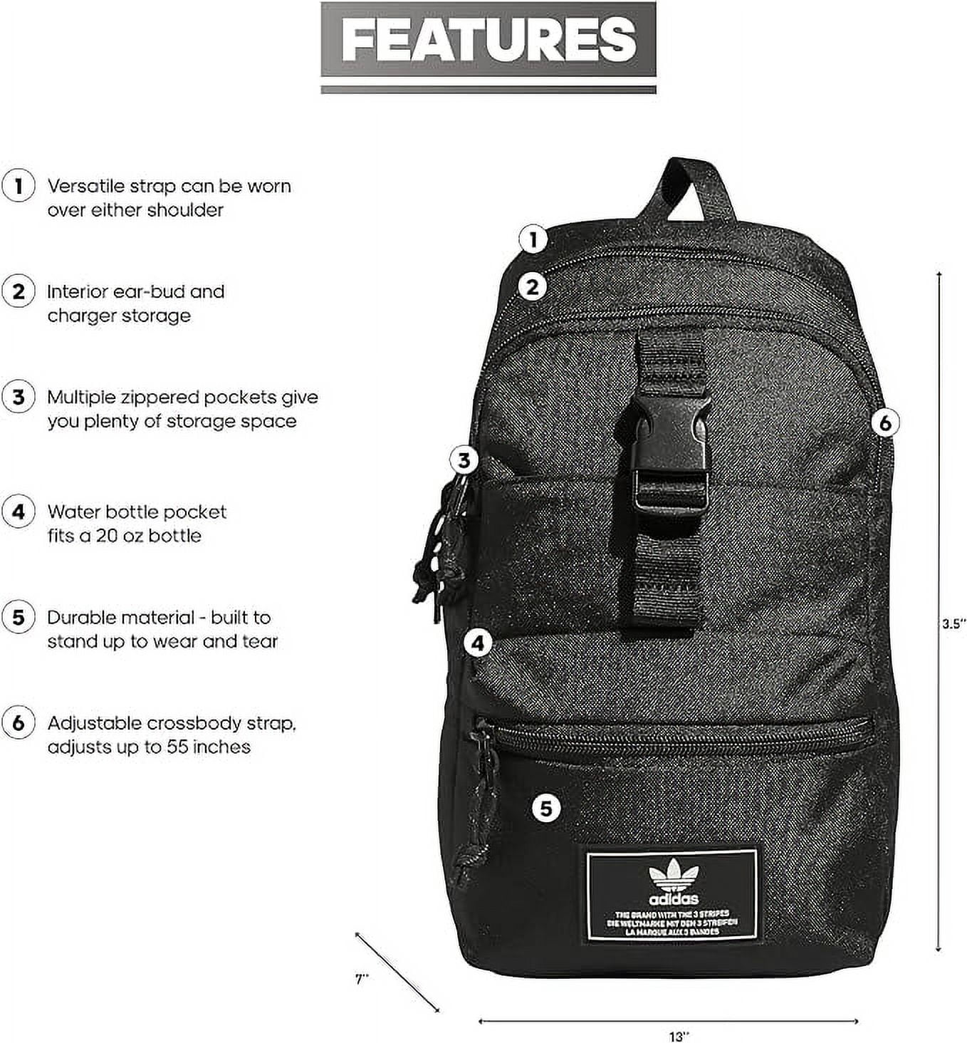 Adidas Originals Utility Sling Bag 3.0, Black, One Size