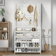 thumbnail image 5 of Brochao 5 Tiers Shoe Rack with Coat Rack, Shoe Organizer Storage with Hooks, Freestanding Shoe Shelf for Entryway, Hallway, Office, White, 5 of 7