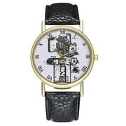 Tersalle Cartoon Crab PU Leather Strap Watch Fashion Simple Quartz Wristwatch T165-A (Coffee)