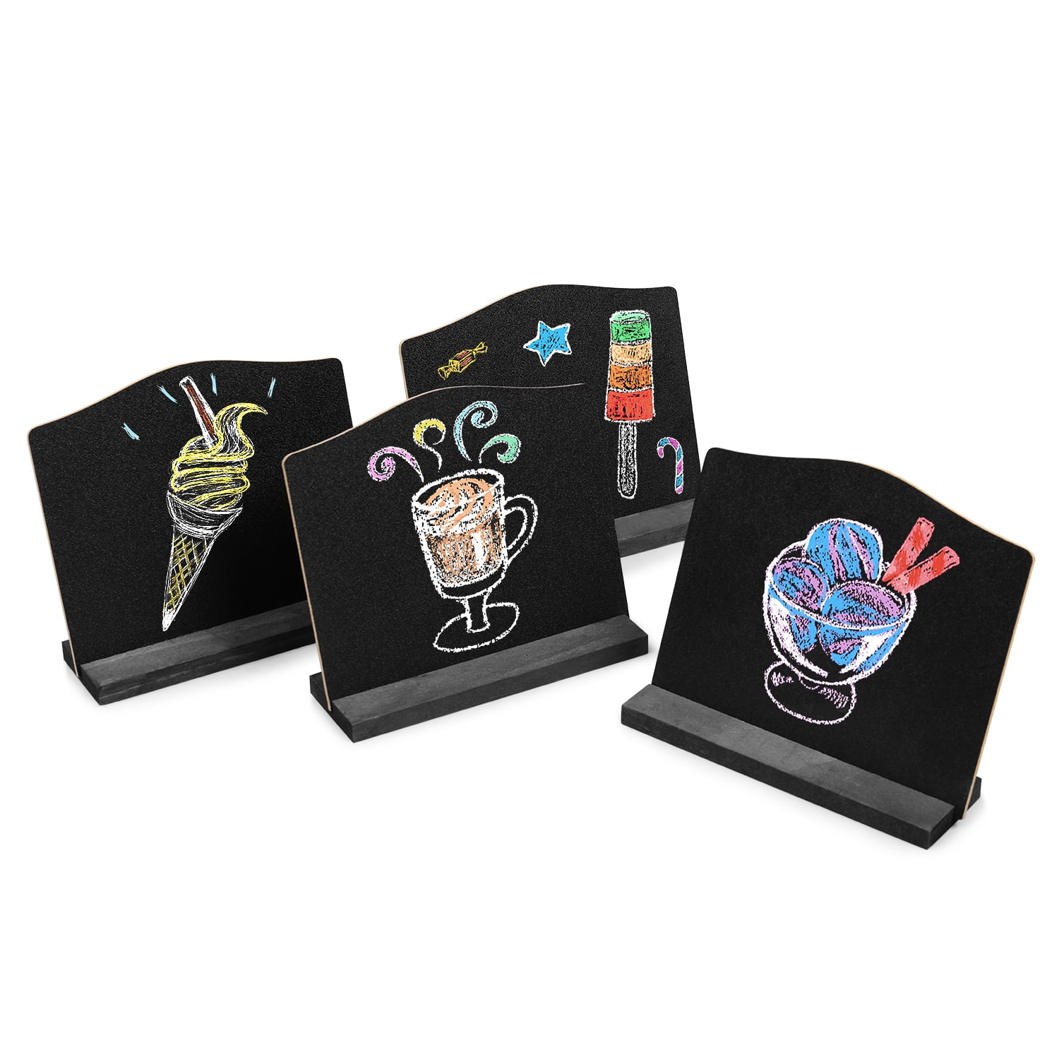 Mini Chalkboards Signs with Stand 4 Pack Tabletop Sign Holder Small Size 5x6 Inch Arch