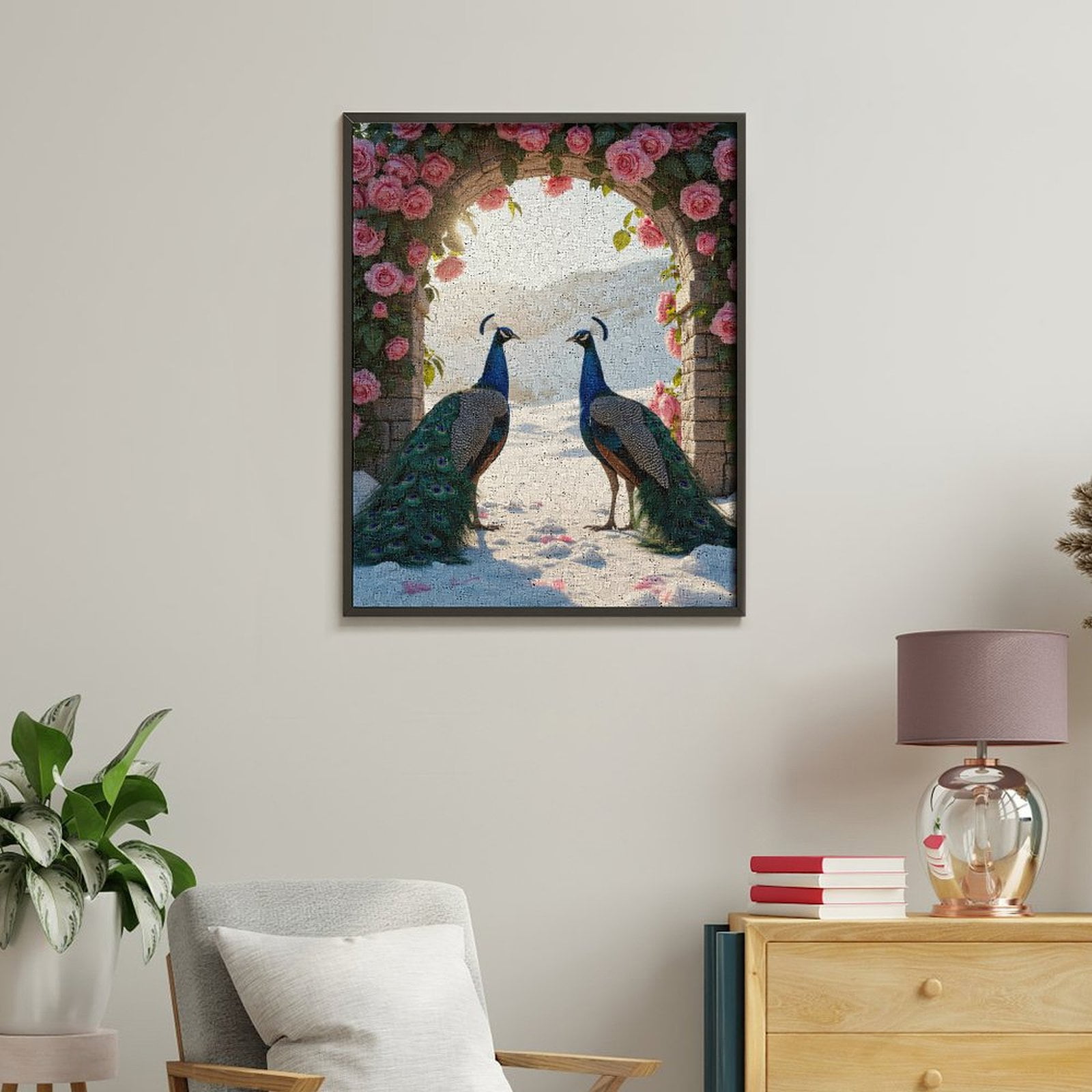 Paint By Numbers Kit for Adults Beginner - Peacocks Rose Arch Snowy Landscape DIY Canvas Painting Kits for Adults, Frameless Paint By Number for Adults for Home Wall Decor 16x20 Inch