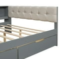 thumbnail image 2 of Bellemave Full Size Platform Bed with Bookcase and Upholstered Headboard, Wood Full Daybed Frame with Desk and USB Charging Station, Captain Bed for Livingroom, Bedroom, Guest Room(Gray), 2 of 10