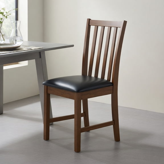 Barara King Set of 2 Wooden Dining Chairs with Durable Rubber Wood Construction, Comfort Padded Seat for Dining Room, Kitchen Decor, Brown