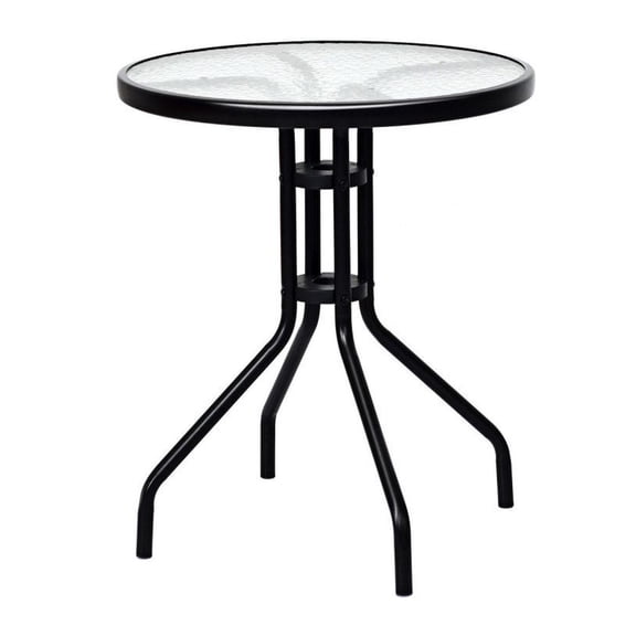 3 Piece Bistro Set Patio Furniture Round Table & Folding Chairs Outdoor Garden Set for Balcony, Home, Space Saving, Tempered Glass Top