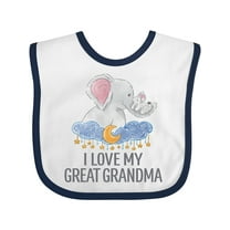 Inktastic I Love My Great Grandma Cute Elephants in Night Sky Boys or Girls Baby Bib