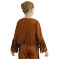 thumbnail image 3 of YiZYiF Girls Boys Western Cowboy Cowgirl Costume Long Sleeve Fringe Jacket Tops Kids Halloween Party Brown 6, 3 of 7