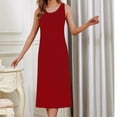 thumbnail image 2 of Nightgowns for Women Built in Bra Sleeveless Midi Pajama Dress Sleepwear Lounge Long Dresses Solid Color Homewear (X-Large, Wine), 2 of 5