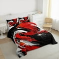 thumbnail image 3 of Feelyou Artwork Geometric Bedding Comforter Set for Adult, Retro Oil Printing Twin Comforter Sets, Black Red Abstract Reversible Bedding Set, Luxury Bedroom Decor, 2 Pieces, 3 of 8