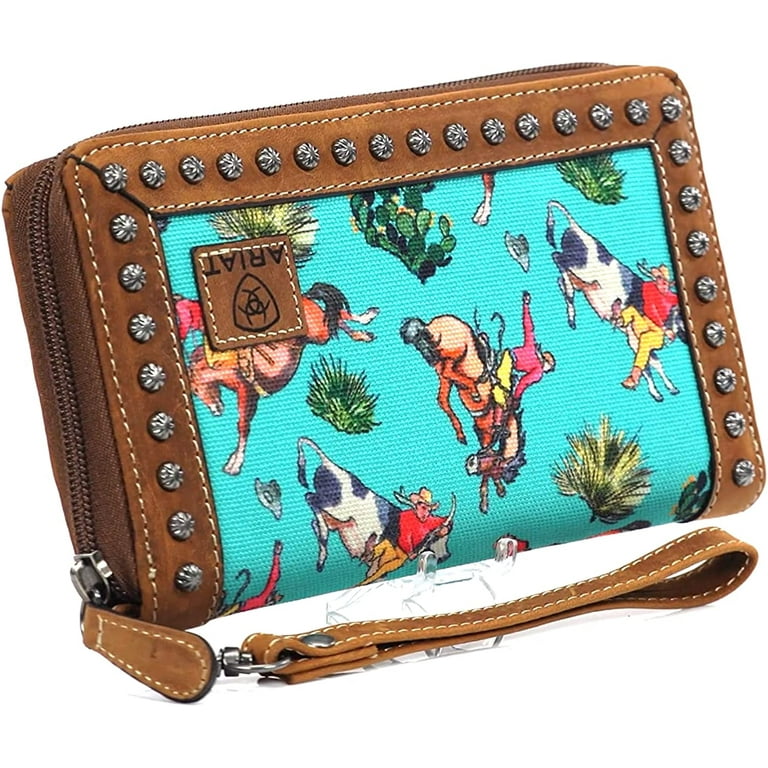 Ariat A770004733 Ariat Western Wallet with Bronco Cactus Zipper for Women Turquoise Walmart
