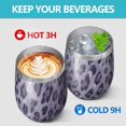 thumbnail image 4 of 12oz Stemless Wine Tumblers Leopard Pattern Purple Vacuum Insulated Stainless Steel Travel Tumbler Cups Mug with Lid and Straw for Champaign,Cocktail,Beer with Cleaning Brush, 4 of 5
