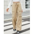 thumbnail image 4 of Women High Waisted Cargo Pants with 4 Pockets Drawstring Wide Leg Pants Y2K Baggy Trousers, 4 of 6