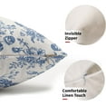 thumbnail image 2 of Blue Floral Pillow Covers 12x20 Inch Vintage Flower Blue Cream Decorative Throw Pillow Covers Set of 2 Chinoiserie Pillowcases Cotton Linen Square Cushion Covers For Couch Bed Sofa Chair Car Decor, 2 of 6