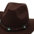 thumbnail image 4 of Staki Kids Cowboy Hat for Girls Boys Western Cowgirl Hat with Buckle Belt Unisex Wide Brim Hat Dress Up Costume(Coffee,3-8 Years), 4 of 4