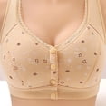 thumbnail image 2 of KHONTS Daisy Push up Bras for the Old Women Wireless Front Snap Plus Size Bra Lace Trim Soft Comfy Breathable Bralettes Khaki 38, 2 of 3