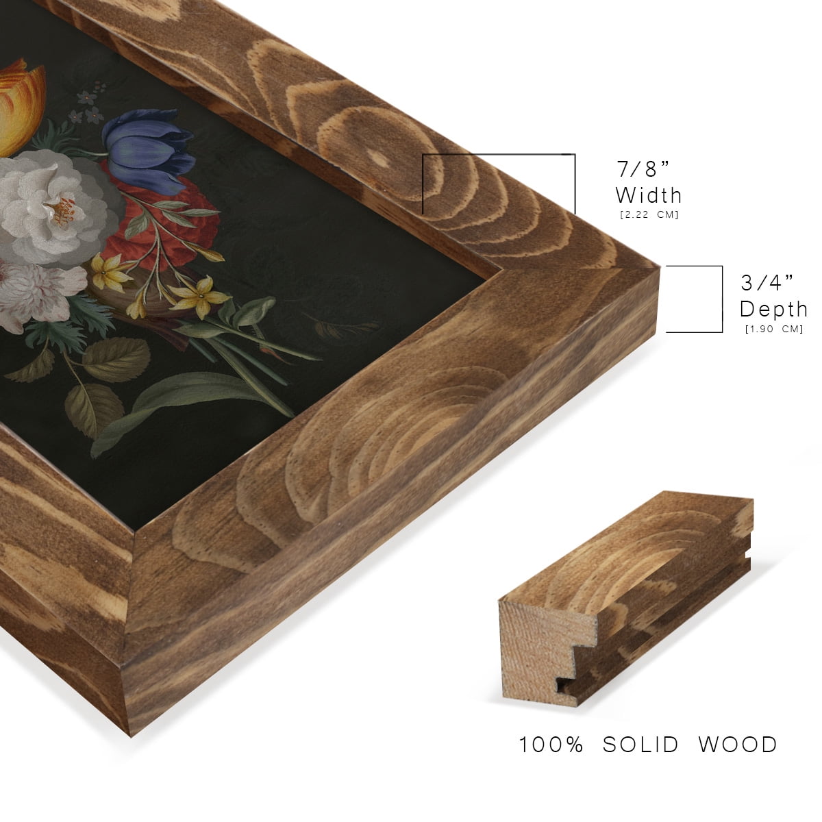 Dramatic Bouquet III -Framed Print w/glass-Walnut